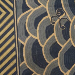 Antique English Pontremoli Needlepoint Rug With a Unique Dragon in the Centre - detail view 2