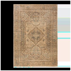 Authentic Medallion Design on a Ivory Open Field Antique Persian Kerman Rug