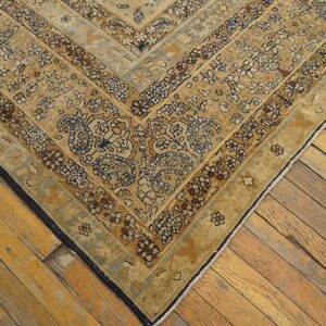 Authentic Medallion Design on a Ivory Open Field Antique Persian Kerman Rug - detail view 4