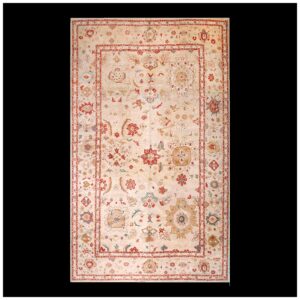 Brilliant Ivory Color With Florid and Medallion Designs Vintage Sultanabad Rug