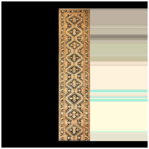 Charming Tan-Camel Background Color and Black Border With Rhombus Pattern Antique Caucasian Karabagh Rug