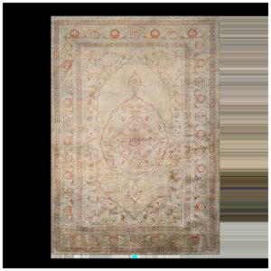 Elegant Intricate Ivory Background Color in a Medallion Pattern Antique Persian Tabriz Rug