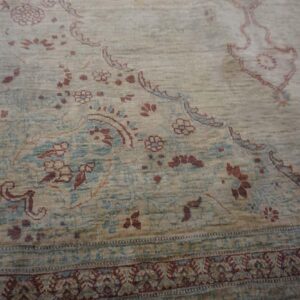 Elegant Intricate Ivory Background Color in a Medallion Pattern Antique Persian Tabriz Rug - detail view 2