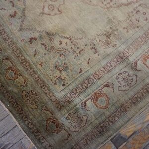 Elegant Intricate Ivory Background Color in a Medallion Pattern Antique Persian Tabriz Rug - detail view 5