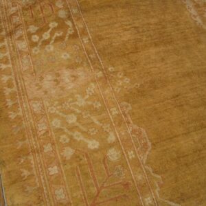 Elegant Medallion Design on Remarkable Rare and Breathtaking Gold Background Color Antique Indian Agra Rug - detail view 2