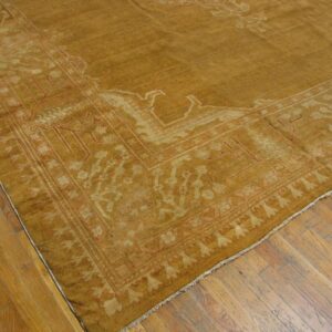 Elegant Medallion Design on Remarkable Rare and Breathtaking Gold Background Color Antique Indian Agra Rug - detail view 3