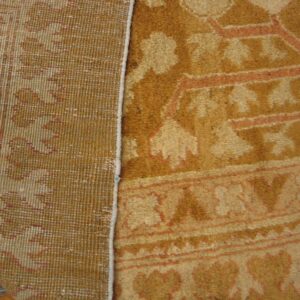 Elegant Medallion Design on Remarkable Rare and Breathtaking Gold Background Color Antique Indian Agra Rug - detail view 4