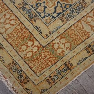 Extremely Fine Floral Vase Pattern Ivory Cream Field With Rustic Tones Late 19th Century Antique Persian Tabriz Islamic Prayer Rug - detail view 4