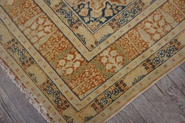 Extremely fine floral vase pattern ivory cream field with rustic tones late 19th century antique persian tabriz islamic prayer rug 5 Extremely fine floral vase pattern ivory cream field with rustic tones late 19th century antique persian tabriz islamic prayer rug - detail view 4