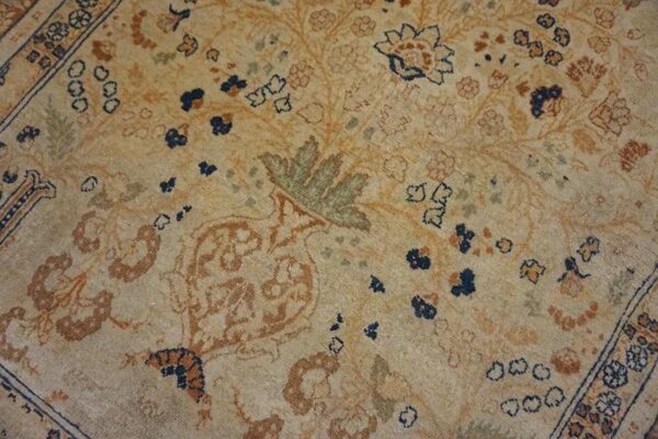 Extremely fine floral vase pattern ivory cream field with rustic tones late 19th century antique persian tabriz islamic prayer rug 6 Extremely fine floral vase pattern ivory cream field with rustic tones late 19th century antique persian tabriz islamic prayer rug - detail view 5