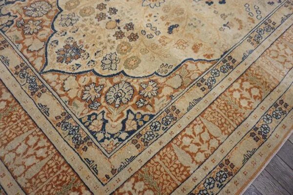 Extremely fine floral vase pattern ivory cream field with rustic tones late 19th century antique persian tabriz islamic prayer rug 7 Extremely fine floral vase pattern ivory cream field with rustic tones late 19th century antique persian tabriz islamic prayer rug - detail view 6
