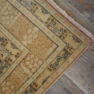 Extremely Fine Floral Vase Pattern Ivory Cream Field With Rustic Tones Late 19th Century Antique Persian Tabriz Islamic Prayer Rug - detail view 7