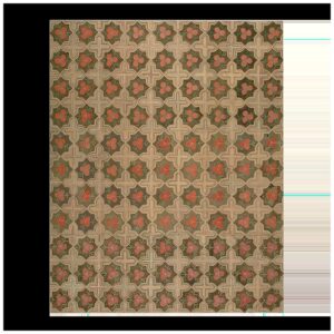 Fabulous Red Circles Forming a Diamond Pattern Antique American Hooked Rug