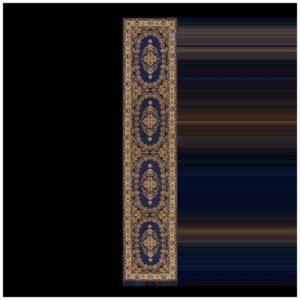 Genuine Traditional Blue Open Field Floral-Medallion Vintage Persian Isfahan Runner