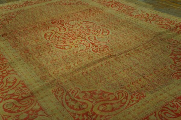 Gorgeous decorative beige ground color with exquisite medallion design antique indian amritsar rug 3 Gorgeous decorative beige ground color with exquisite medallion design antique indian amritsar rug - detail view 2