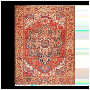 Gorgeous Red Rust Ground Color With Medallion Design Antique Persian Heriz Rug