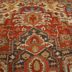 Gorgeous Red Rust Ground Color With Medallion Design Antique Persian Heriz Rug - detail view 3