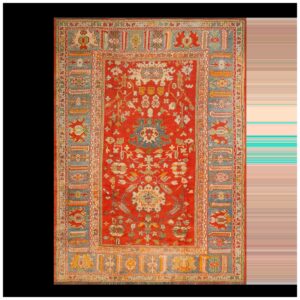 Impressive Red Color Large Pattern Antique Room Size Turkish Oushak Rug