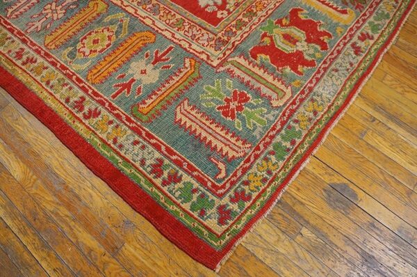 Impressive red color large pattern antique room size turkish oushak rug 3 Impressive red color large pattern antique room size turkish oushak rug - detail view 2