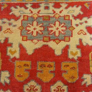 Impressive Red Color Large Pattern Antique Room Size Turkish Oushak Rug - detail view 4