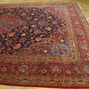 Inspiring Navy Blue and Red Color With Central Medallion Design Antique Kashan Rug - detail view 6