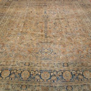 Intricate Antique Soft Color Persian Khorasan Room Size Area Rug 9'2" X 11'10" - detail view 2
