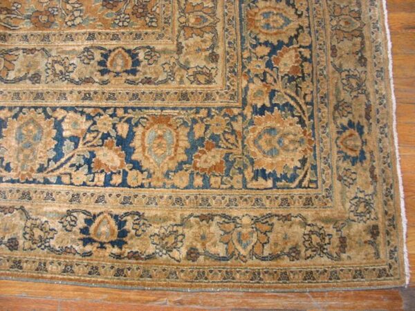 Intricate antique soft color persian khorasan room size area rug 9'2" x 11'10" - detail view 3