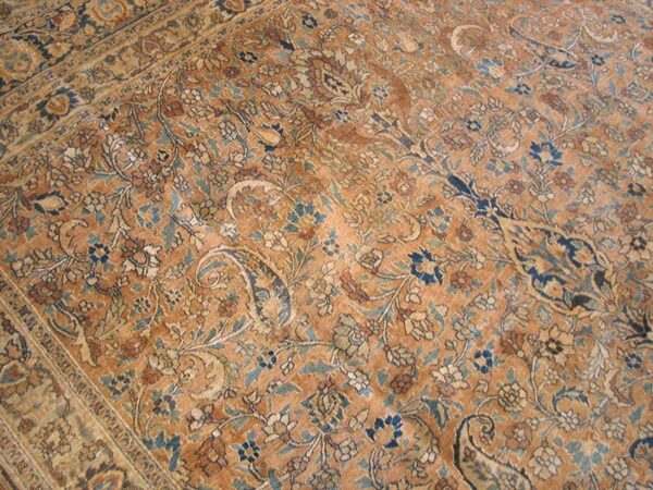 Intricate antique soft color persian khorasan room size area rug 9'2" x 11'10" - detail view 4