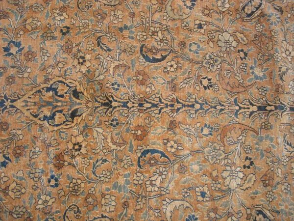 Intricate antique soft color persian khorasan room size area rug 9'2" x 11'10" - detail view 5