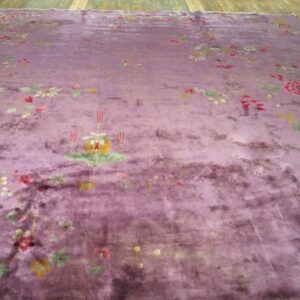 Magnificent Purple Ground Color With Delicate Detail Floral Chinese Art Deco Rug - detail view 1