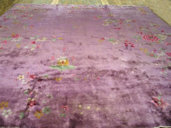 Magnificent purple ground color with delicate detail floral chinese art deco rug 2 Magnificent purple ground color with delicate detail floral chinese art deco rug - detail view 1