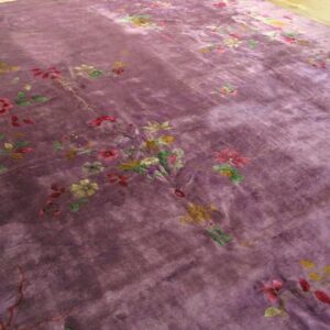 Magnificent Purple Ground Color With Delicate Detail Floral Chinese Art Deco Rug - detail view 2