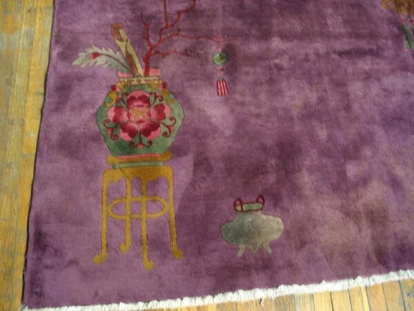 Magnificent purple ground color with delicate detail floral chinese art deco rug 4 Magnificent purple ground color with delicate detail floral chinese art deco rug - detail view 3