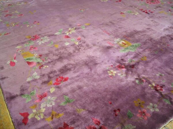 Magnificent purple ground color with delicate detail floral chinese art deco rug 5 Magnificent purple ground color with delicate detail floral chinese art deco rug - detail view 4