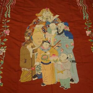 Magnificent Red Background Color With Some Details About Chinese Culture Antique Silk Embroidery Rug - detail view 3