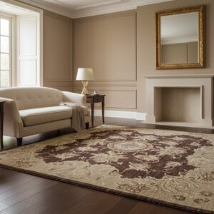 Brown Agra medallion hand-knotted wool area rug