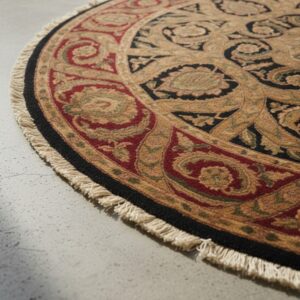 Navy Jaipur traditional round hand-knotted wool area rug