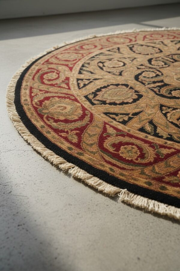 Navy hand-knotted wool jaipur traditional round area rug 8' x 8' 8 Navy jaipur traditional round hand-knotted wool area rug