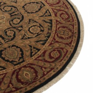 Navy Jaipur traditional round hand-knotted wool area rug