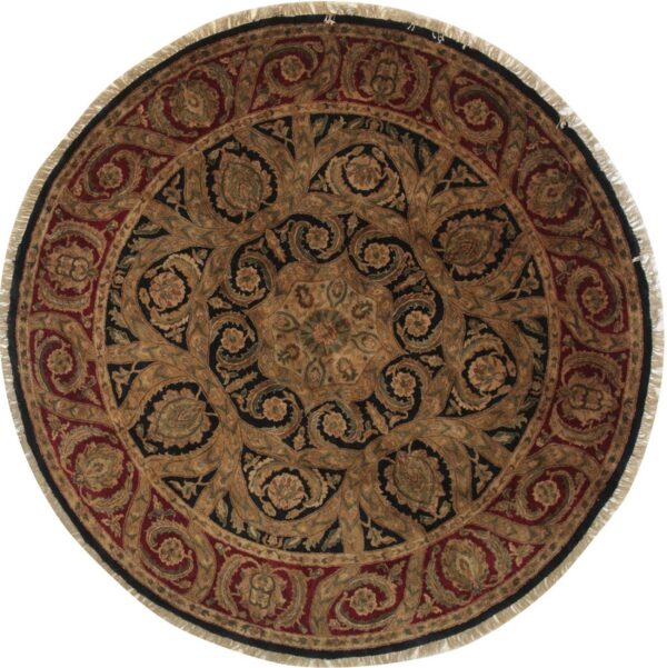Navy hand-knotted wool jaipur traditional round area rug 8' x 8' 7 Navy jaipur traditional round hand-knotted wool area rug