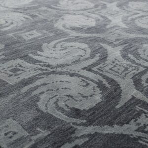 Gray and blue transitional bamboo silk and wool hand-knotted area rug