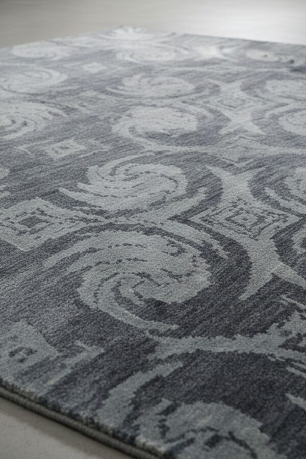 Comfortable nina gray and blue hand knotted wool & bamboo silk rug 4 Gray and blue transitional bamboo silk and wool hand-knotted area rug