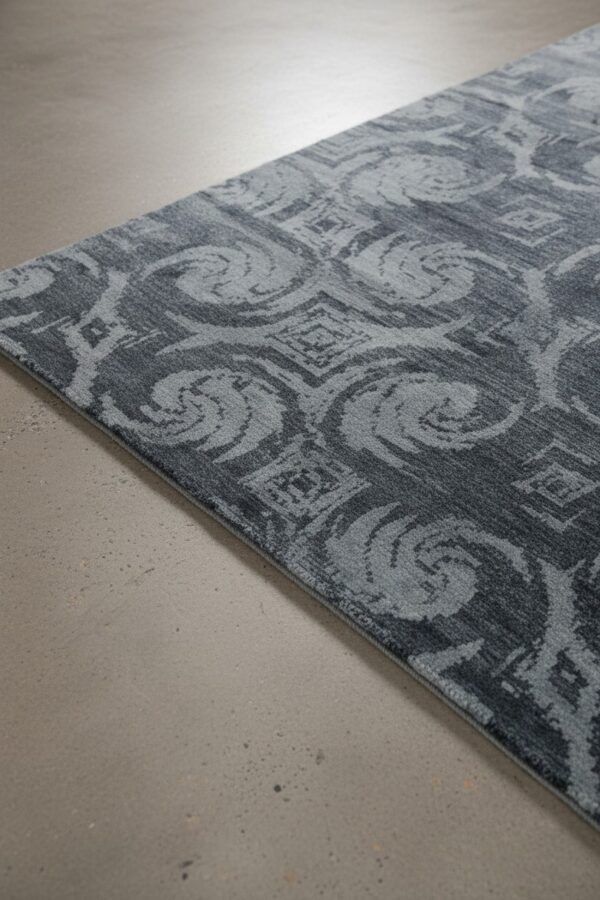Comfortable nina gray and blue hand knotted wool & bamboo silk rug 5 Gray and blue transitional bamboo silk and wool hand-knotted area rug
