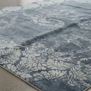 Black and ivory transitional abstract bamboo silk and wool hand-knotted area rug