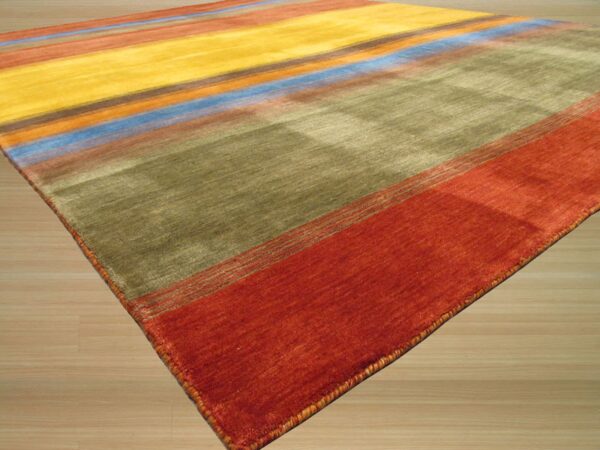 Multicolor handmade wool contemporary stripe gabbeh area rug 10' x 14' 2 Multicolor handmade wool contemporary stripe gabbeh area rug 10' x 14' - detail 1