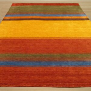 Multicolor Handmade Wool Contemporary Stripe Gabbeh Area Rug 10' x 14' - detail 2