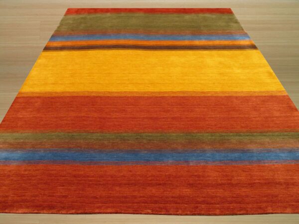 Multicolor handmade wool contemporary stripe gabbeh area rug 10' x 14' 3 Multicolor handmade wool contemporary stripe gabbeh area rug 10' x 14' - detail 2