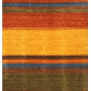 Multicolor Handmade Wool Contemporary Stripe Gabbeh Area Rug 10' x 14'