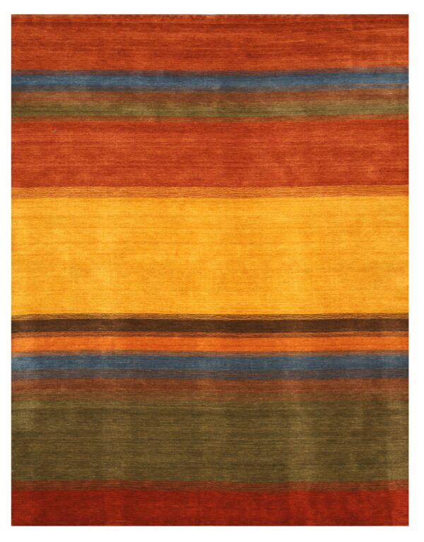Multicolor handmade wool contemporary stripe gabbeh area rug 10' x 14' 1 Multicolor handmade wool contemporary stripe gabbeh area rug 10' x 14'