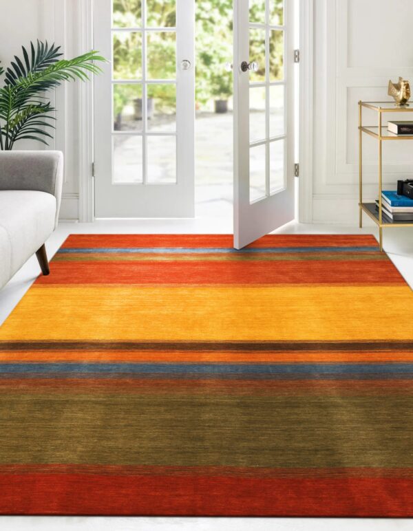Multicolor handmade wool contemporary stripe gabbeh area rug 10' x 14' 4 Multicolor handmade wool contemporary stripe gabbeh area rug 10' x 14' - detail 3